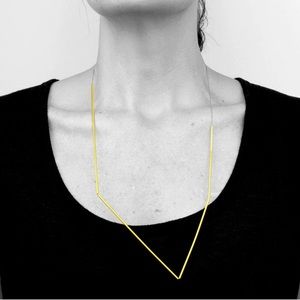 Myers Collective Line 01/B Necklace in Brass with Red Silk String